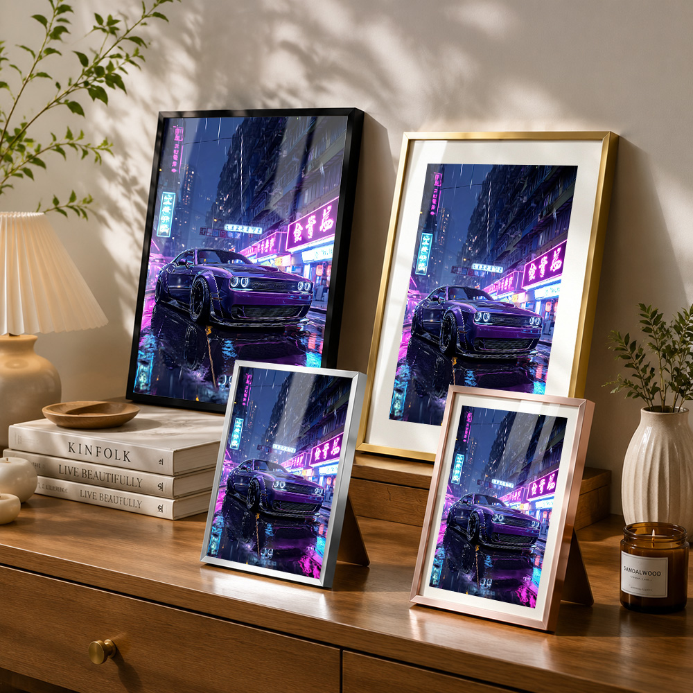 Purple Car In Neon Cityscape F - Car Mirror ulasan dan harga
